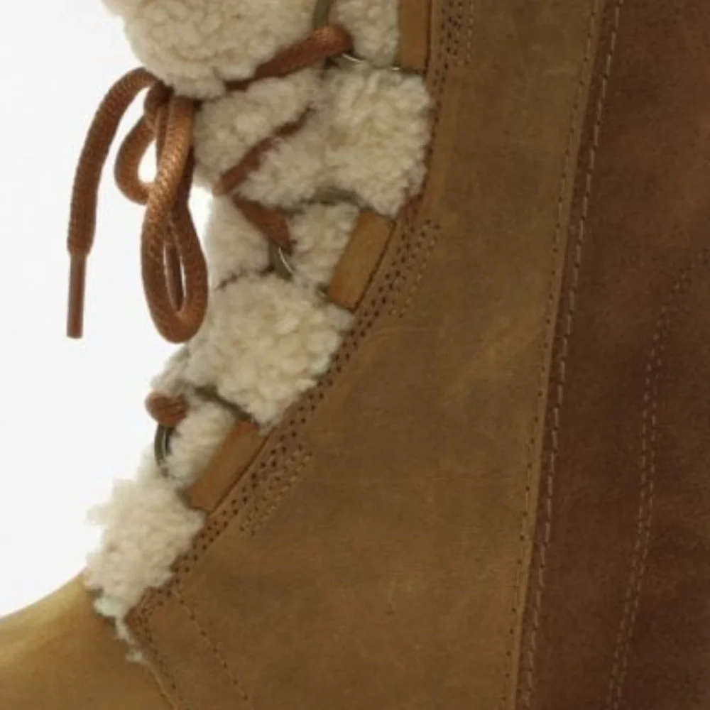 Sorel Tan Ankle Boots with Cream Fur - Picture 3 of 7